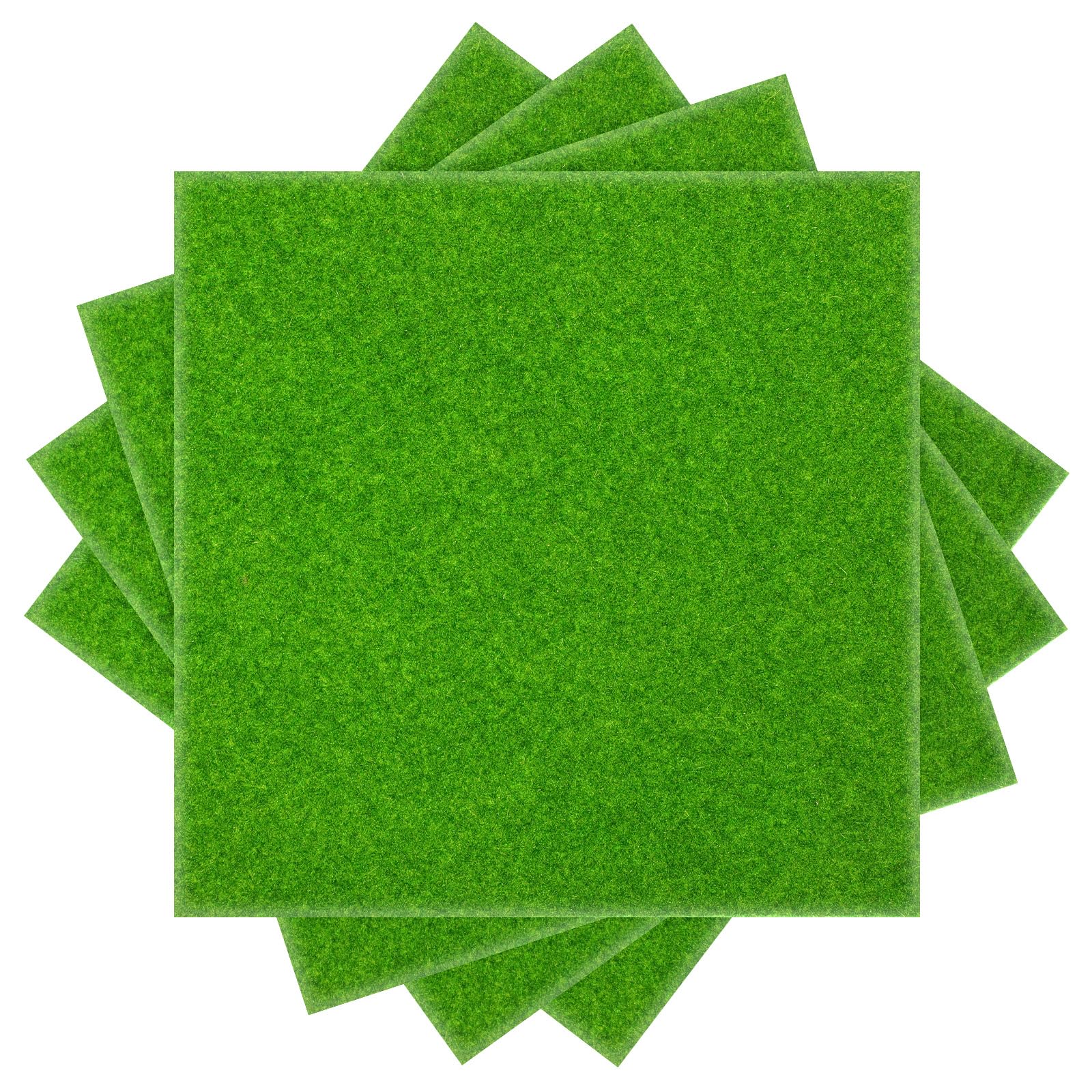 Ouligay 4 PCS Fake Grass Decor for Crafts 20 X 20cm Artificial Grass
