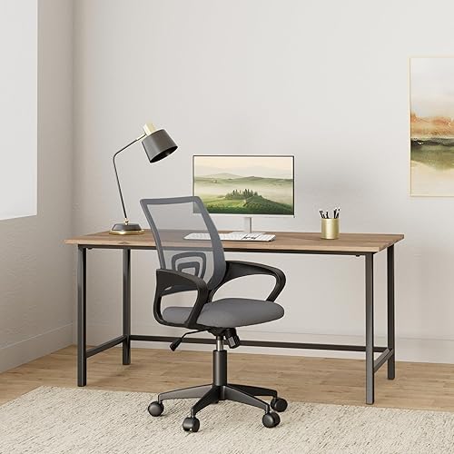 Miniatura 10 de Silla ergonómica de oficina, silla de escritorio para computadora, respaldo medio, silla de oficina de malla con respaldo y reposabrazos de altura