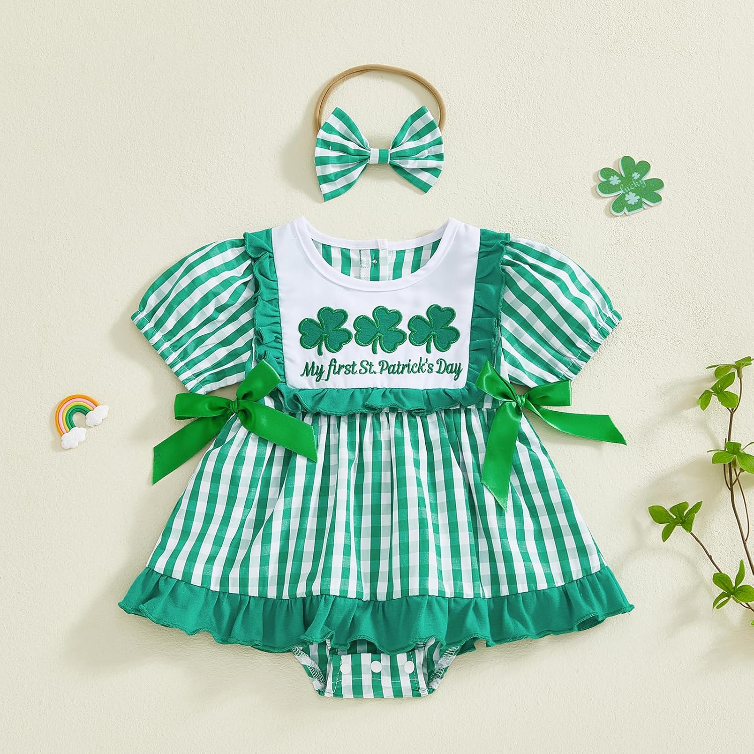 BemeyourBBs Newborn Baby Girl Easter Outfit My First Easter Romper Dress Cute Infant Girl Clothes - Image 4