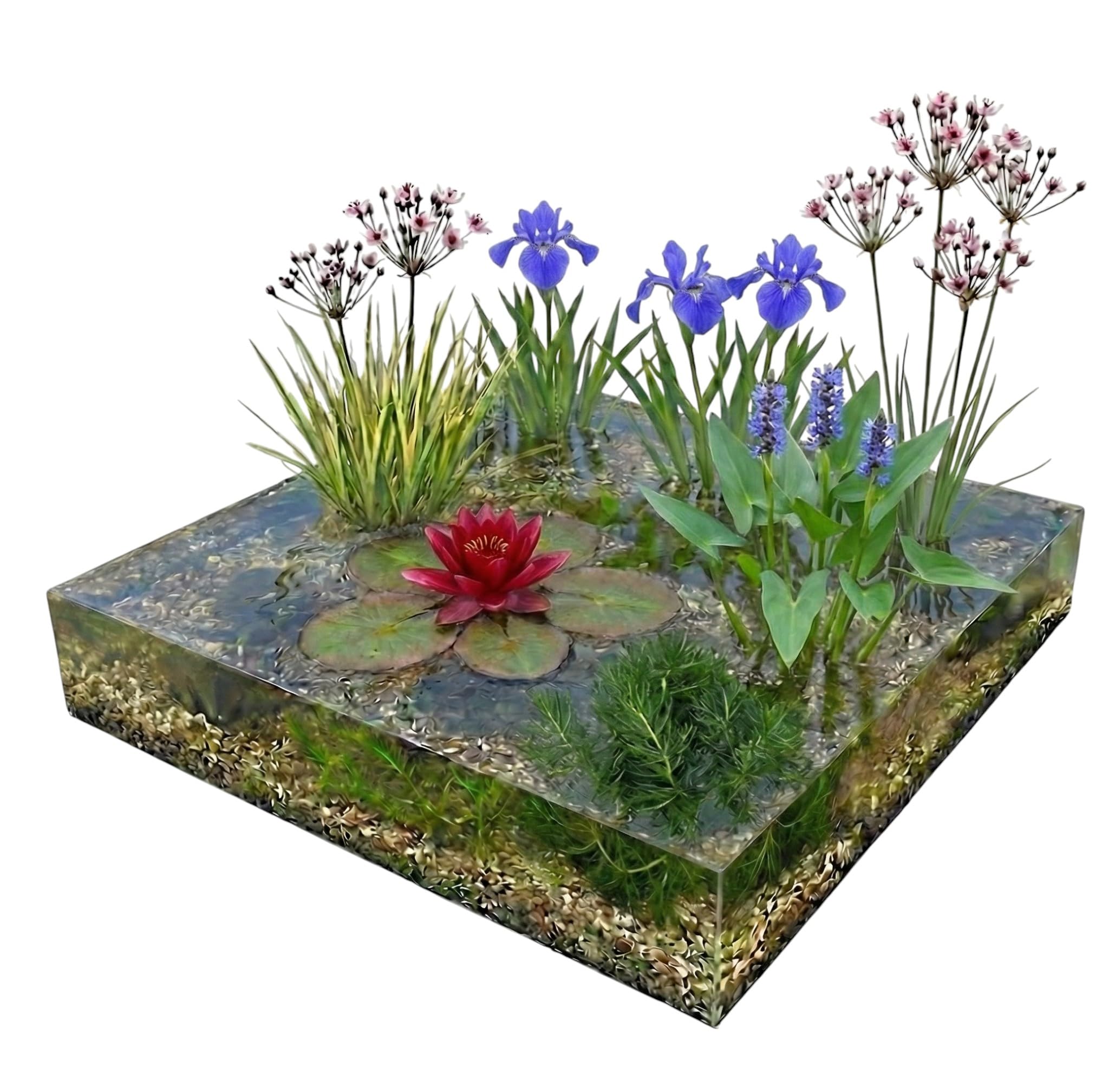 vdvelde․com - Kit laghetto rosso 100-400 litri, ninfea e 24 piante | Fioriture rosse per mini pond e vasca, profondita 1-100 cm, con cestini, substrato e concime
