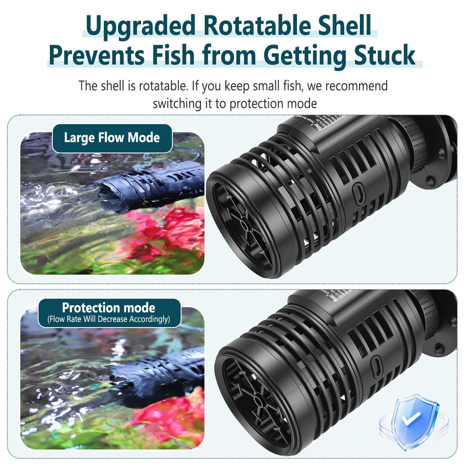 hygger 10W Pompe de Circulation pour Aquarium 7000L/H | Pompe de Brassage Aquarium avec Magnetfuß Starkem , Ultra-leise 360° Drehbar, für Süß- & Salzwasseraquarien 180-370L