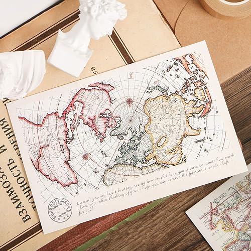 T-shin Paper Postcards,The World Map Vintage old travel Postcards,Retro Style