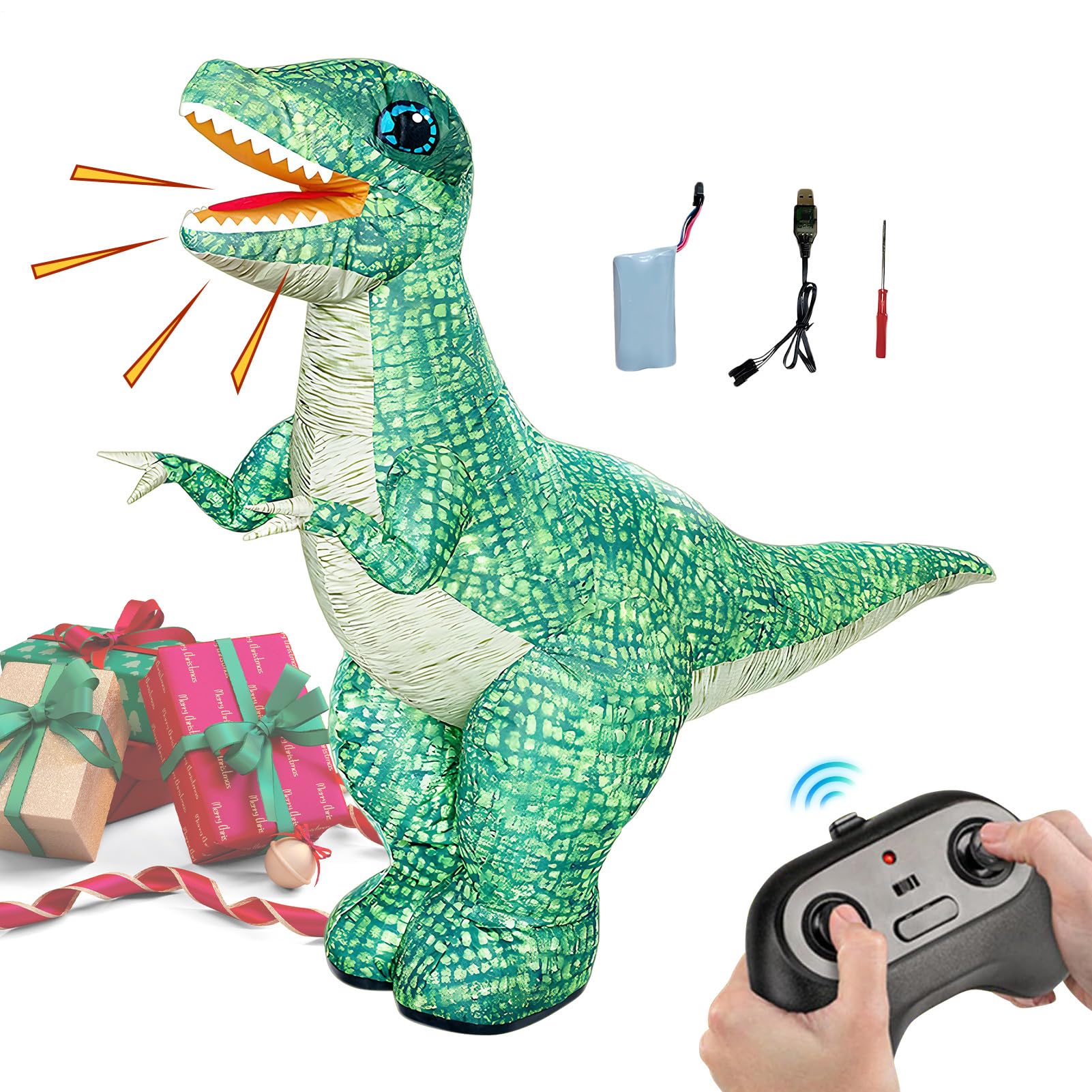 Genérico Dinosauro RC – Giocattolo realistico per camminare, Dinosauro elettrico interattivo | Giocattolo rotante a 360 gradi in avanti e indietro per bambini dai 6 ai 12 anni, gioco interno