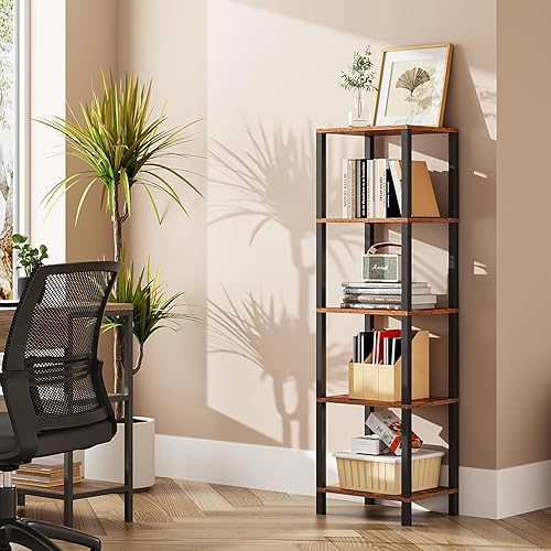 Miniatura 15 de TUTOTAK Estantería para libros de 6 niveles, estantería estrecha para espacios pequeños, estantería apilable de bricolaje, para sala de estar,