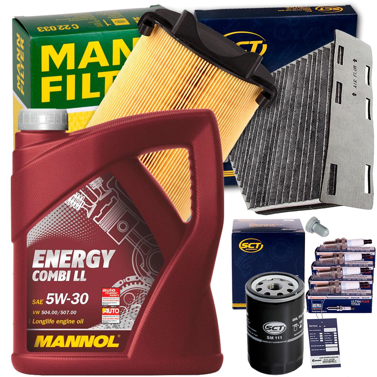 Filterset+Mannol 5W30 Öl 1.6 | SM111+SAK166+C14130+1113800100+MN1801+UPT2+Mannol für 1T1 1T2 Passat Golf 5 6 A3 8P