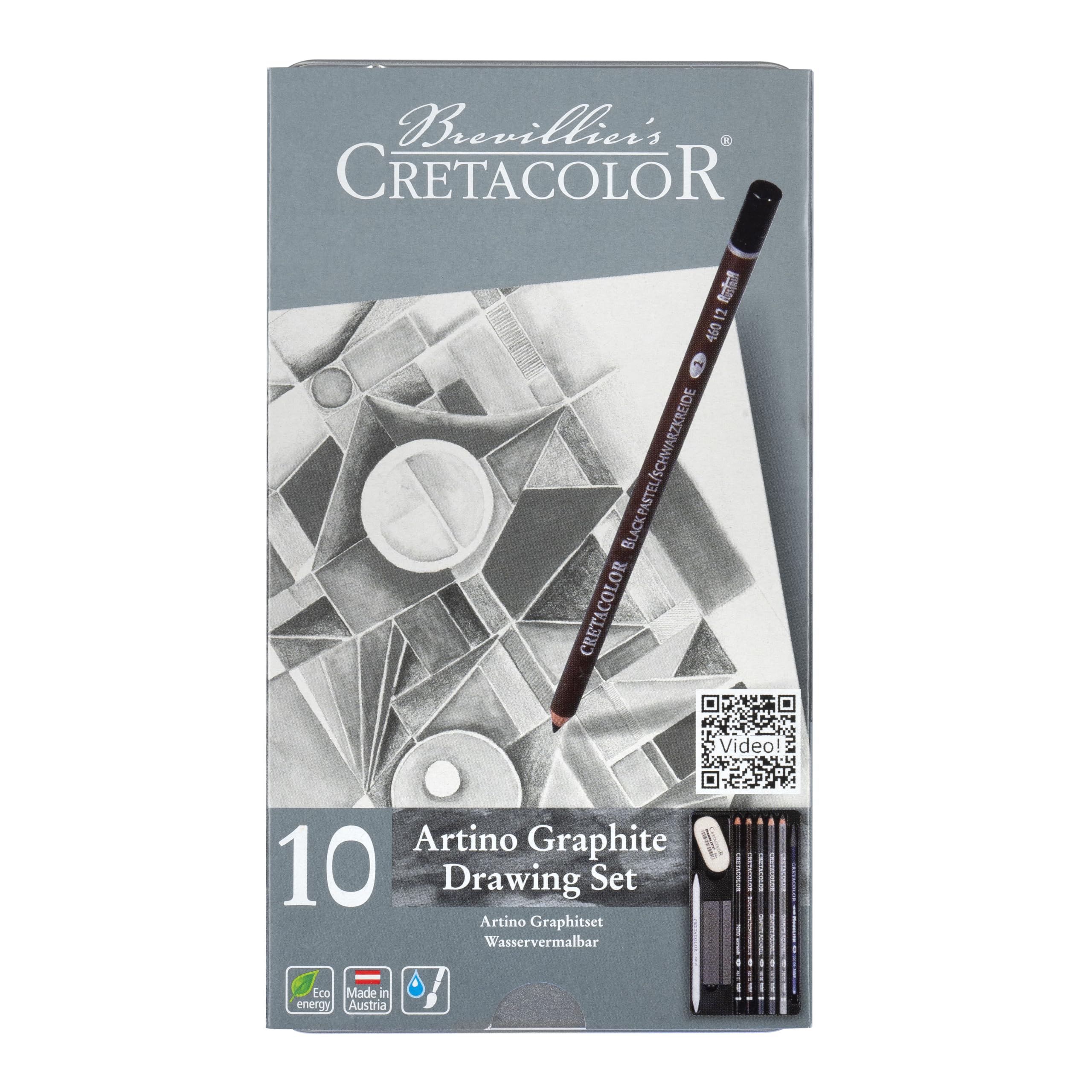 CRETACOLOR Artino Drawing Set, Artino Water-Soluble Graphite 10-Piece Set