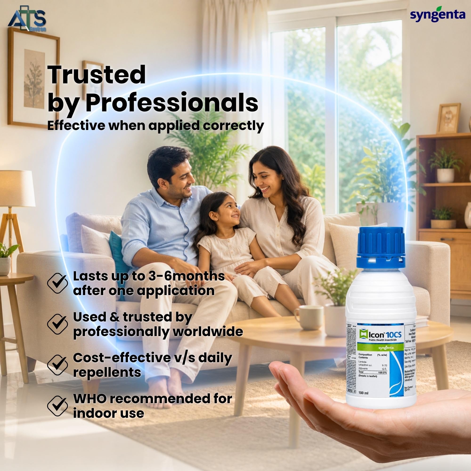 Syngenta Icon 10 CS Mosquito Killer Liquid | Long Lasting Home Spray for Indoor & Outdoor Use 100ml | For Walls, Corners, Balconies & Mosquito Resting Areas 4