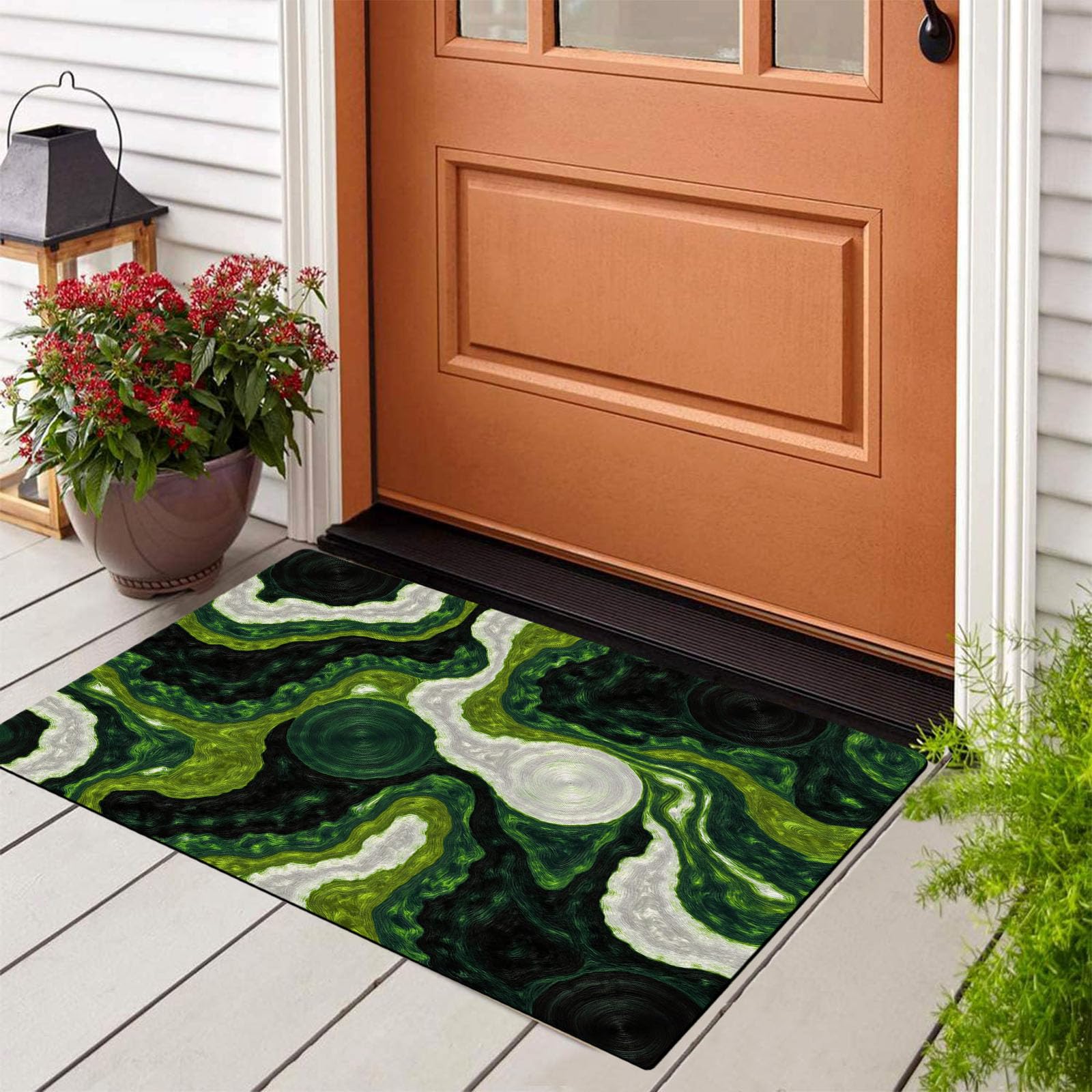 Paillasson Entree Interieur et Exterieur 80x120cm - Tapis Rétro Abstrait antidérapant - Tapis en flanelle résistant et Absorbant la saleté - Lavable en Machine - Cercles Abstraits Concentriques