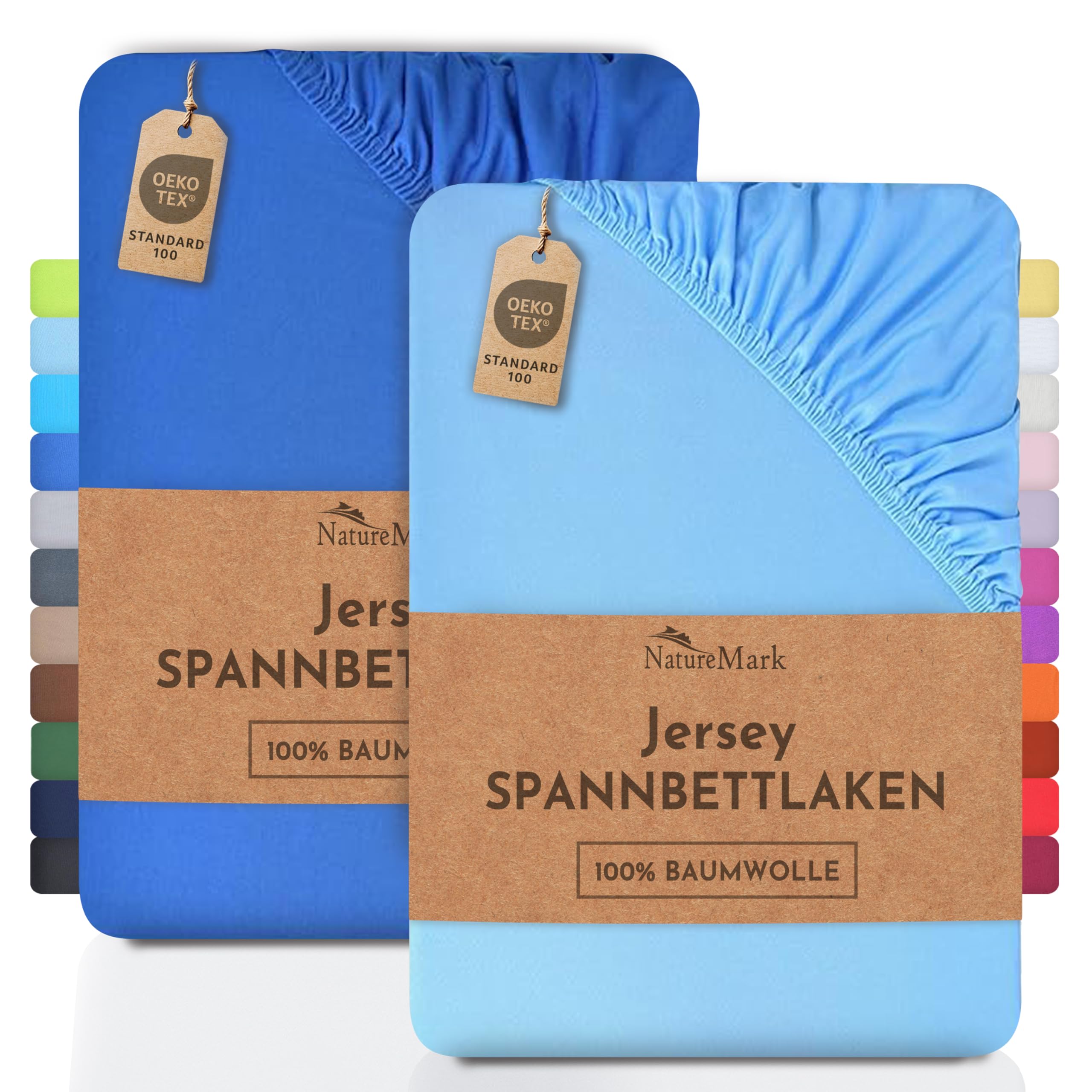 2 Jersey Spannbettlaken Spannbetttuch Baumwolle Qualität Ökotex Standard 100