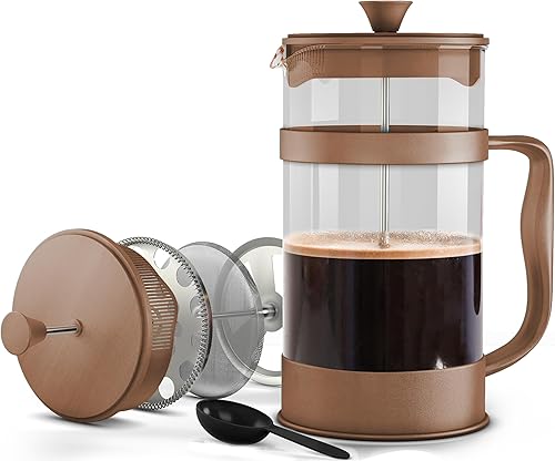 Miniatura 1 de Utopia Kitchen Cafetera de café expreso y té de prensa francesa de 51 onzas con triple filtro émbolo de acero inoxidable y vidrio de borosilicato