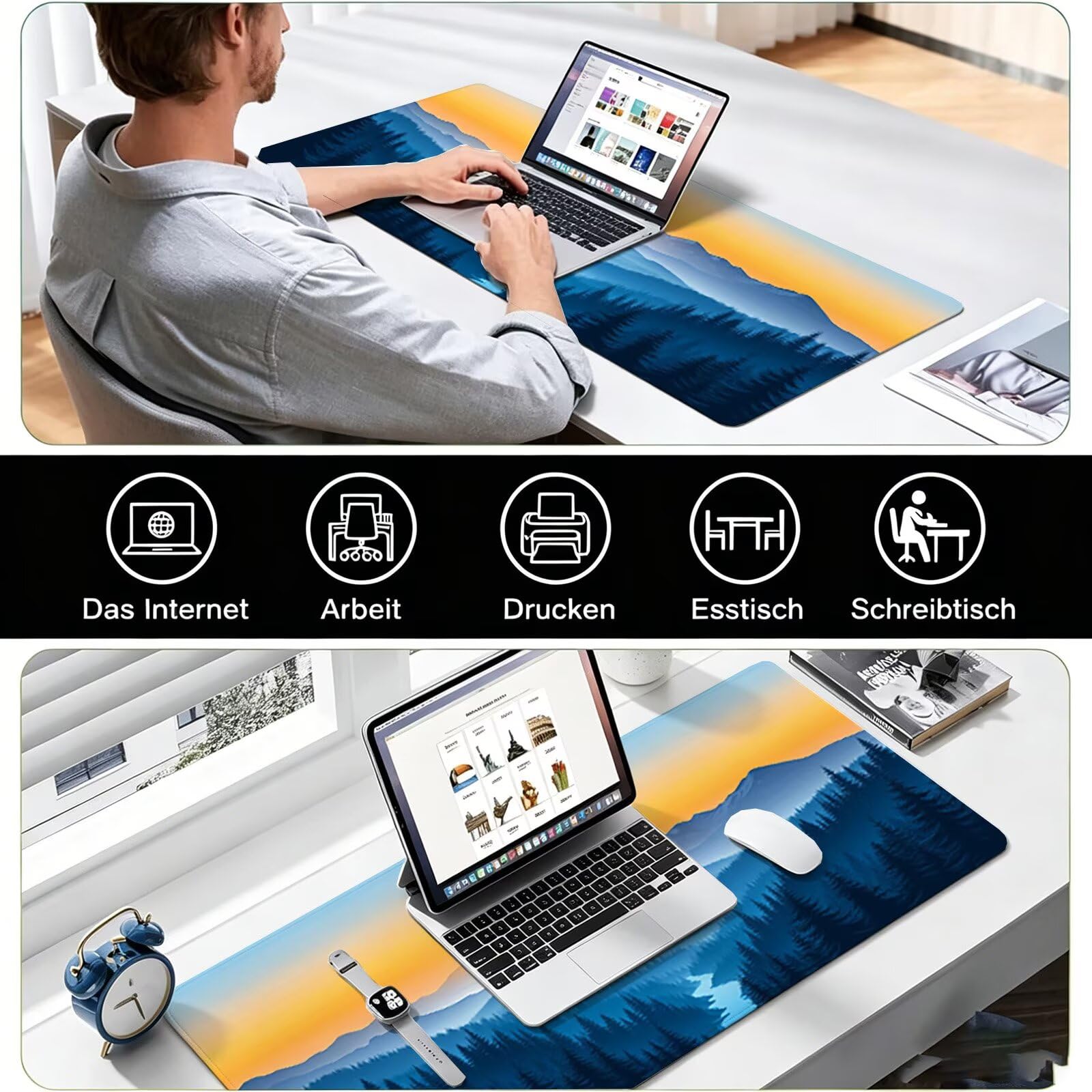 Tappetino Mouse Gaming, 1200x600mm Tappetino Mouse XXL arancione 0c0-129 | Mouse Pad Grande, Ottimizzato per i Sensori da Gioco, Migliora Precisione e Velocità, per Mac e PC, paesaggio