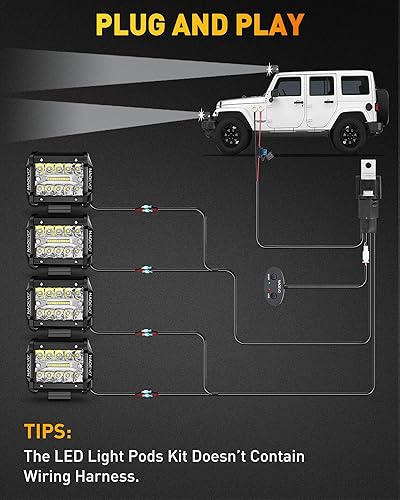 Miniatura 7 de NAOEVO Luces LED de 4 pulgadas, 240 W, 24,000 lúmenes, luces LED antinieblaconduccióntodoterreno, barra de luz LED con combo de inundación puntual,
