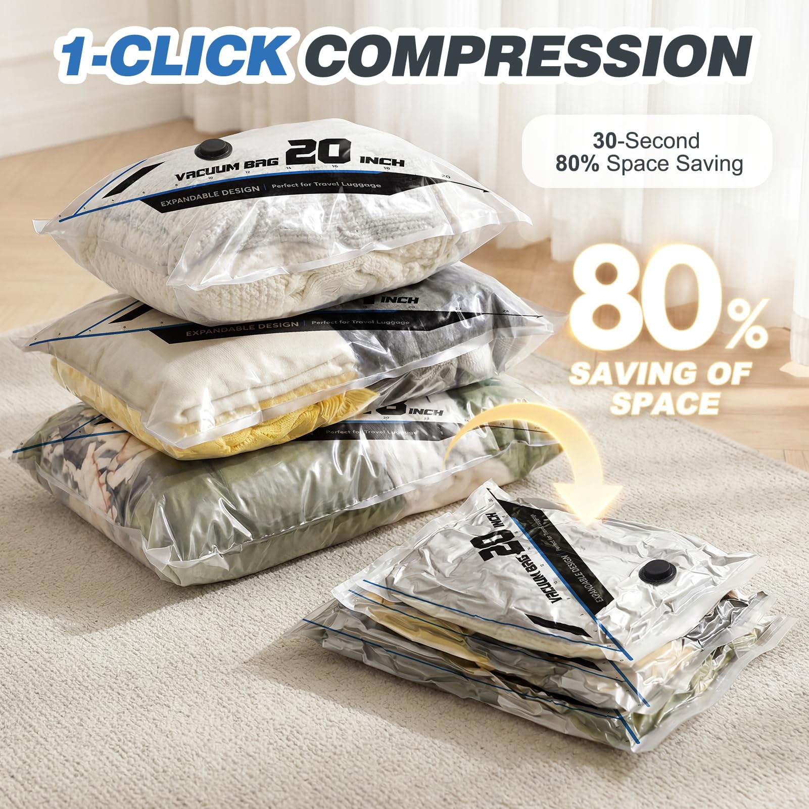 15 bolsas de sellado al vacío para ropa de viaje con bomba eléctrica recargable, bolsas de almacenamiento reutilizables para ahorrar espacio, bolsas de almacenamiento al vacío para ropa, equipaje de