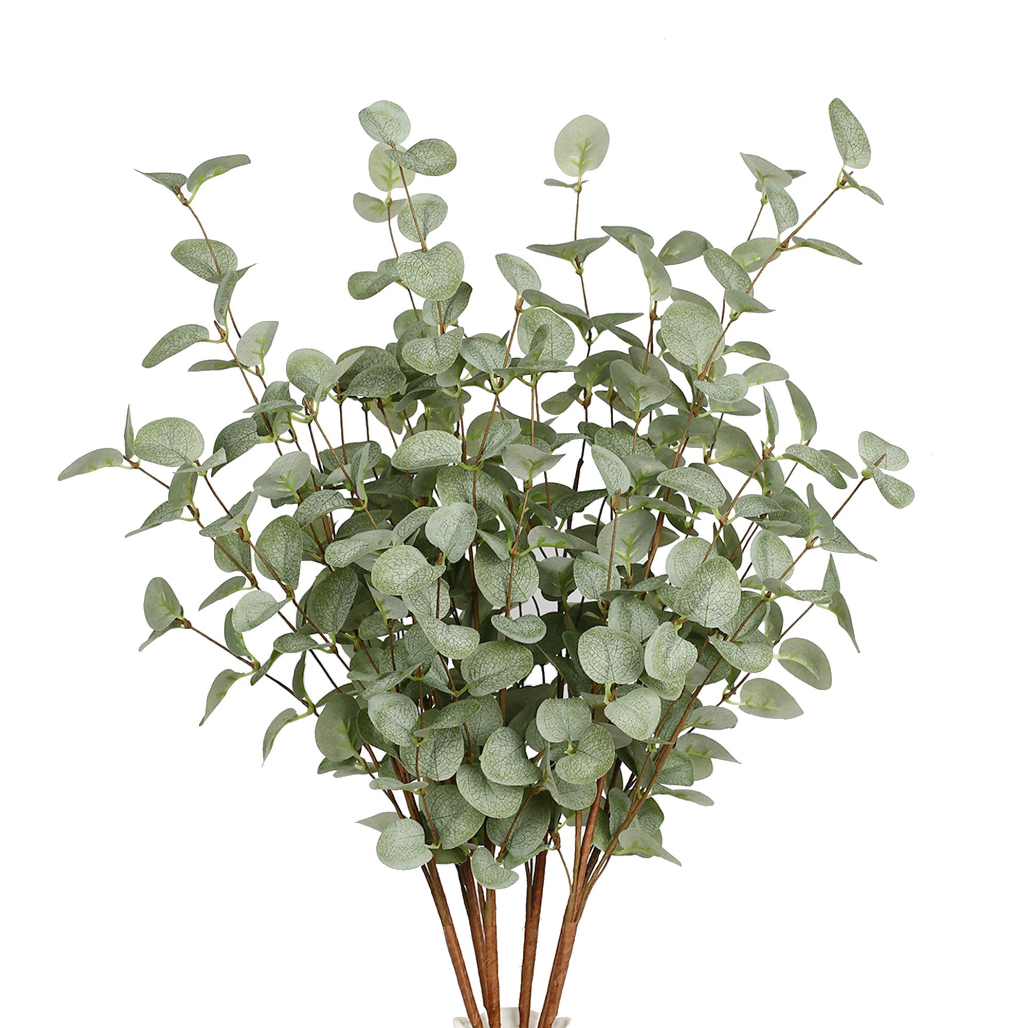 VGIA 6 Pcs 27" Eucalyptus Stems Greenery Stems Eucalyptus Leaf Spray in Green Silk Plastic Plants Floral Artificial Plants for Home Party Wedding Decoration