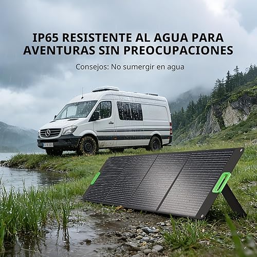 Miniatura 6 de GRECELL Panel solar portátil de 200W para central eléctrica, cargador solar plegable con 4 soportes, kit de panel solar impermeable IP65 con salida