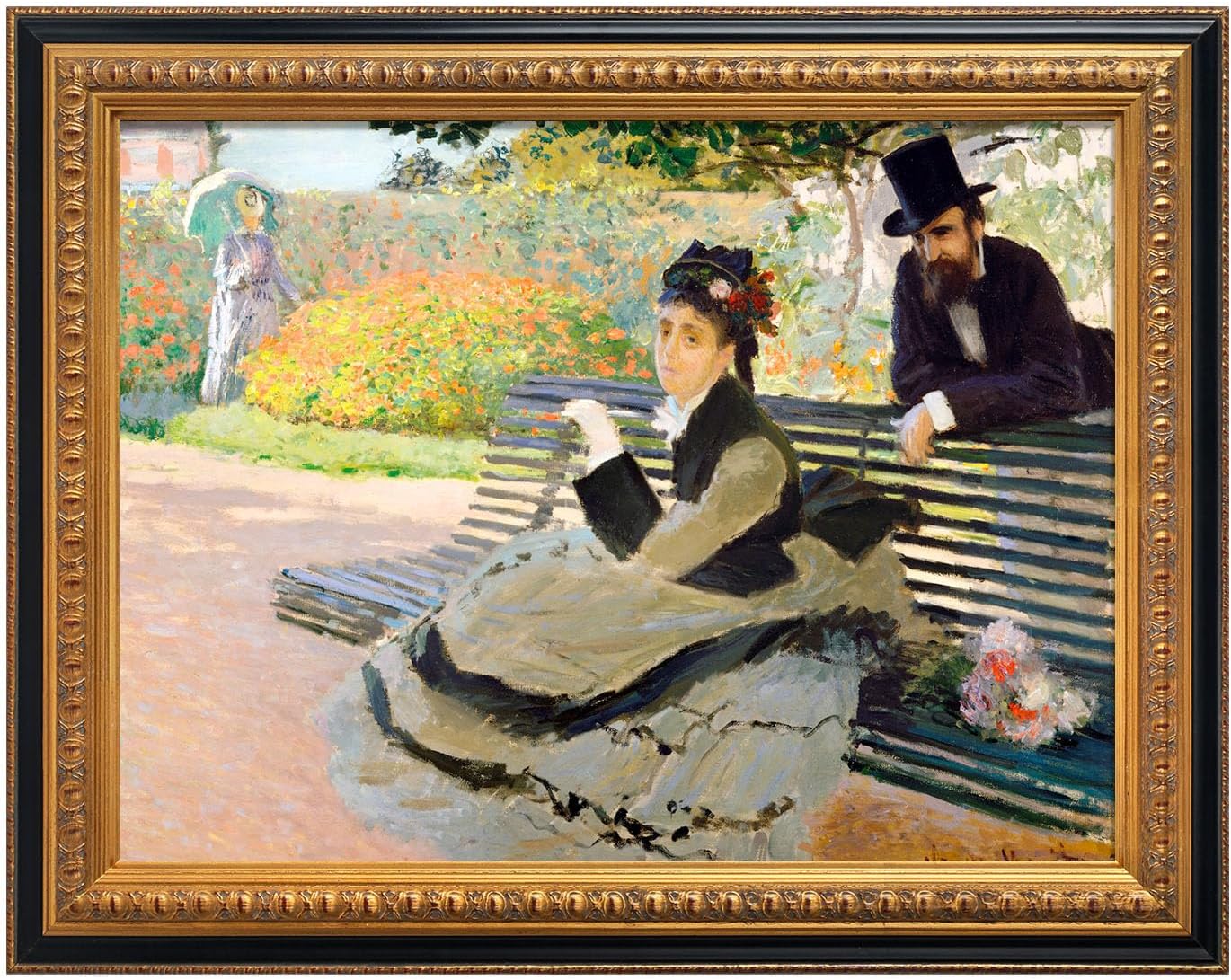 FOLKOR Canvas Frame for 16x20 Paintings, Finished Antique Ornate Frame for Landscape Portrait, Black and Gold Wood Frame for Home Office Gallery Wall Decor (No Plexiglass & Backing Board) For 16x20"