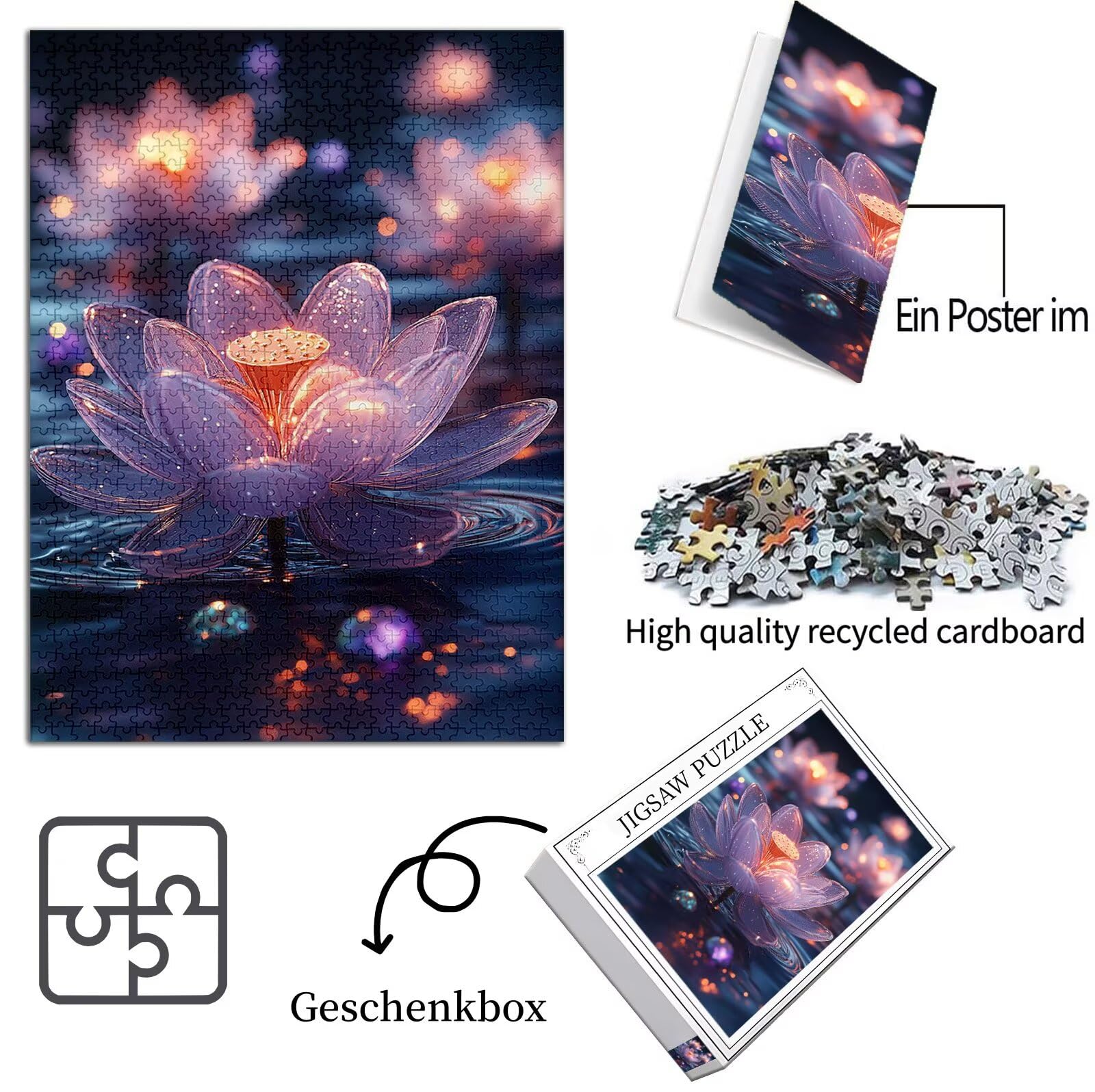Blumen Puzzle 2000 Teile Erwachsene, Traum Puzzle Design für Erwachsene Anfänger, 5D HD Farbepuzzel Poster Design mit Geschenkbox Verpackung for Zimmer Deko Wohnzimmer, Geschenke für Frauen, Model798