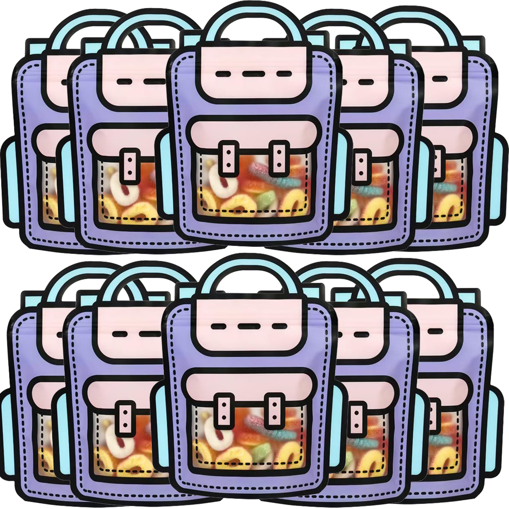 Muitcdo 30 PCS Purple Party Favor Bags for Kids, Children Goodie Bags with Stand-up Bottom, Grip Seal Bulk Gift Bag, Students Treat Bag, Cute Snack