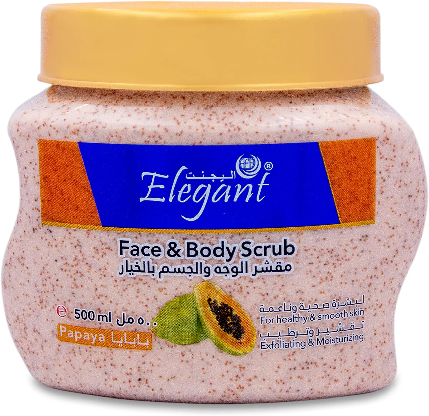 Elegant Fresh Papaya FACE & BODY SCRUB | 500 ML | Deep Cleaning & Exfoliating Scrub, Facial Exfoliant For Healthy & Smooth Skin, Natural Extracts For Moisturizing – 500ML