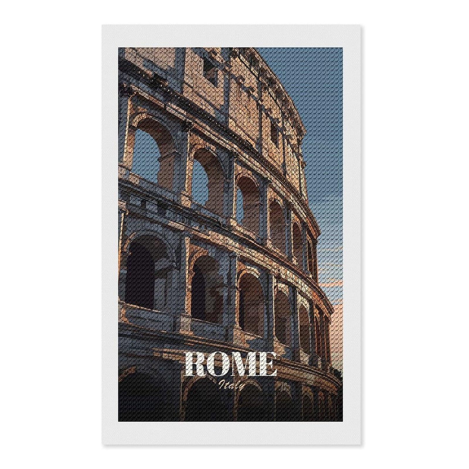 Junmoney Colosseum in Rome Diamond Painting Canvas Set 12"x20", Satisfying Creative Project, Easy to Follow Symbols, Fun Craft Experience