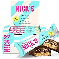Vista 13 de Nick's Protein Bars Chocolate Alto en proteínas Bajas calorías Snacks bajos en carbohidratos aptos para dieta cetogénica sin azúcar añadido