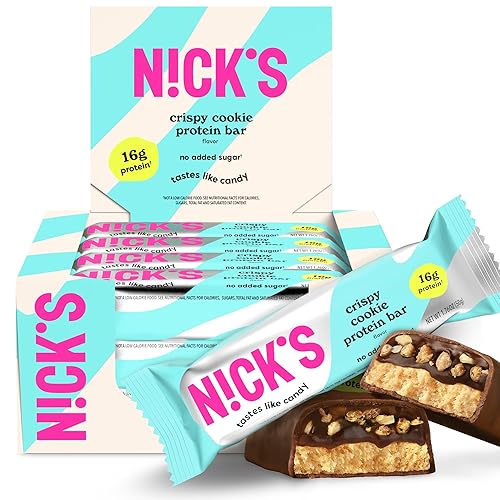 Nick's Protein Bars - Galletas crujientes de chocolate, alto contenido en proteínas, bajas en calorías, bajas en carbohidratos, bocadillos aptos
