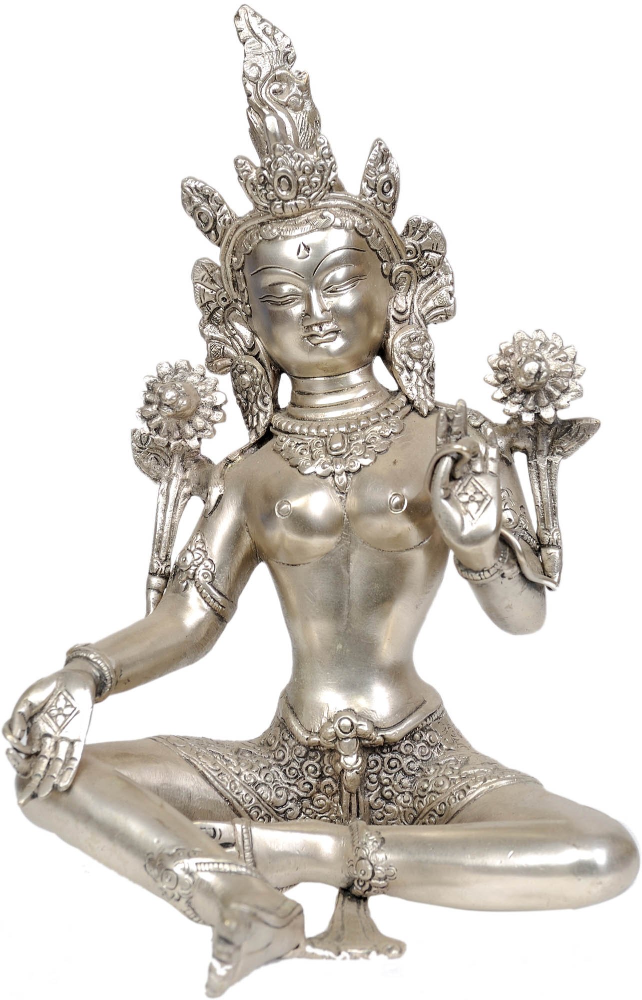 Statue de Tara Verte bouddhiste tibétaine, cadeau spirituel en laiton