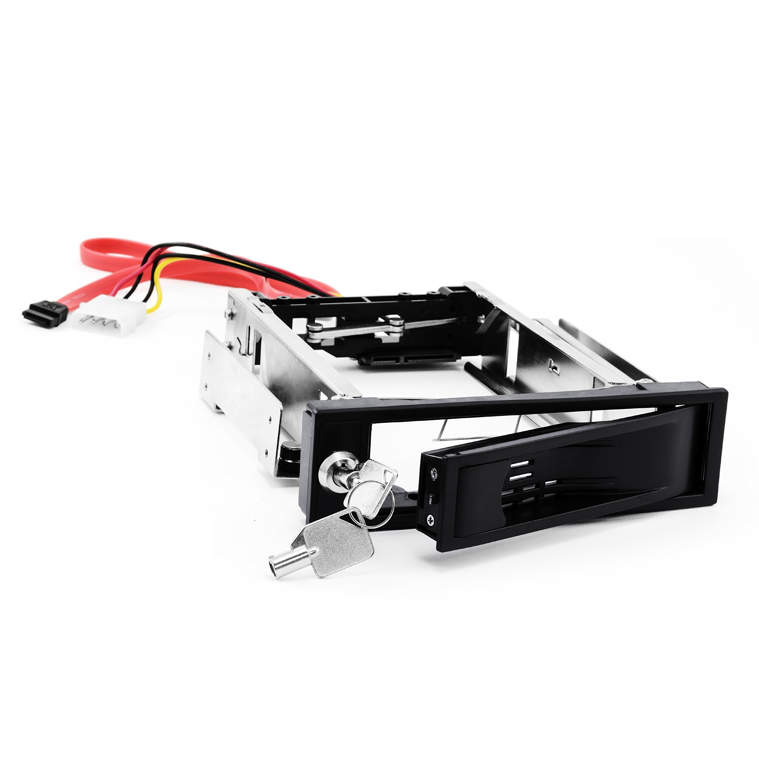 CSL - Telaio Removibile da 5,25 Pollici SATA Mobile Rack - Telaio per Disco Fisso SATA I II III HDD in Slot per unità da 3,25 Pollici - Fino a 6.0 GBit s - Kit antivibrazioni - chiudibile