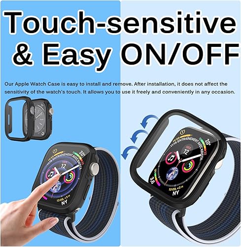 Miniatura 6 de Miimall Compatible con Apple Watch Series 87, protector de pantalla de metal con protector de pantalla de vidrio, a prueba de golpes y caídas