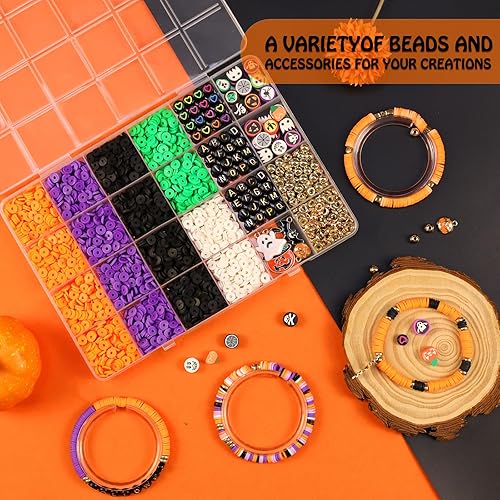 Vista 49 de Redtwo Kit de 23000 cuentas de arcilla para hacer pulseras de la amistad, 7 cajas de 144 colores, juego de cuentas Heishi de polímero plano