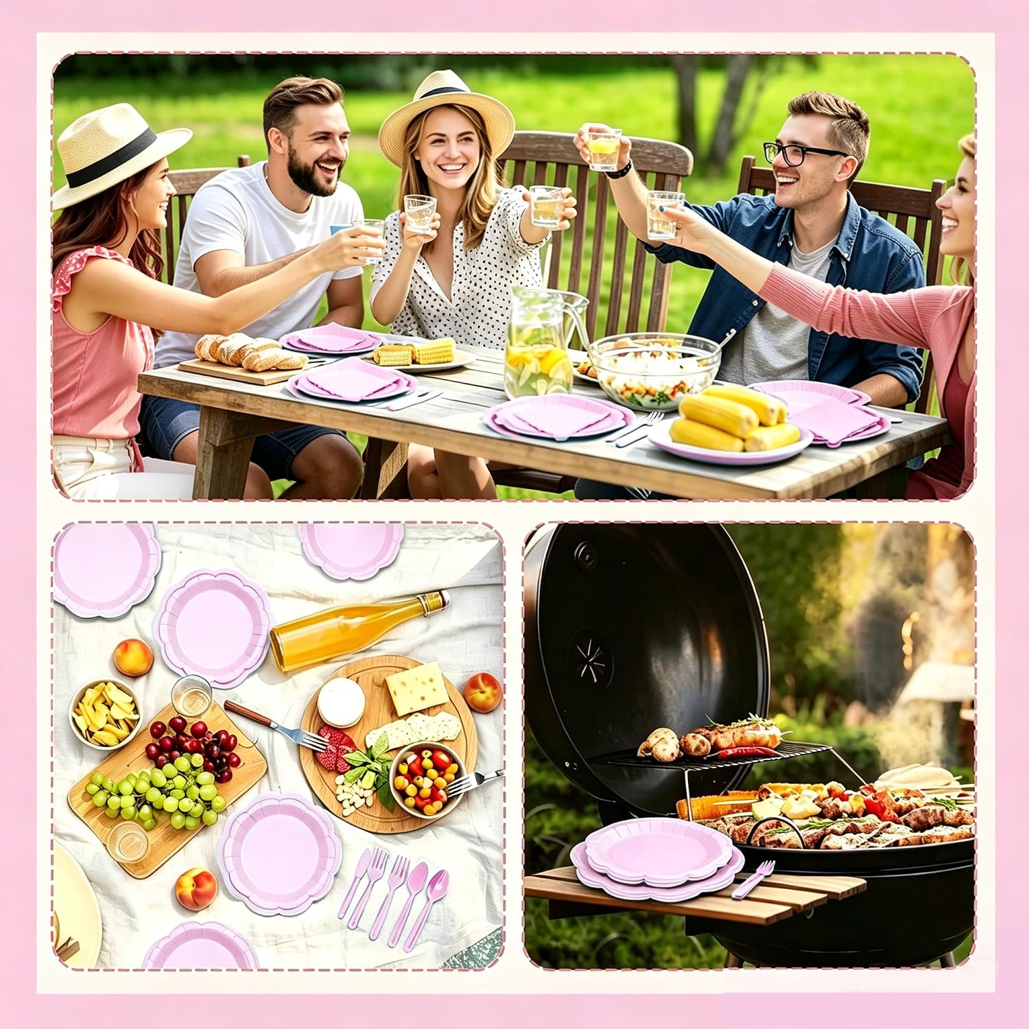 168 Pcs Lavender Party Supplies, Scalloped 9" & 7" Disposable Paper Plates with Napkins and Cutlery, Pastel Purple Tableware Set for Birthday, Baby Shower, Wedding, Mother’s Day, Serves 24