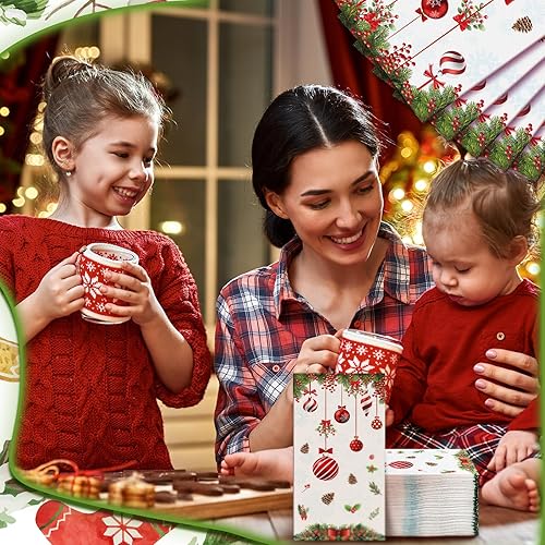 Miniatura 7 de 100 servilletas de papel de Navidad, servilletas de papel desechables decorativas, servilletas de papel de feliz Navidad, servilletas de invitados