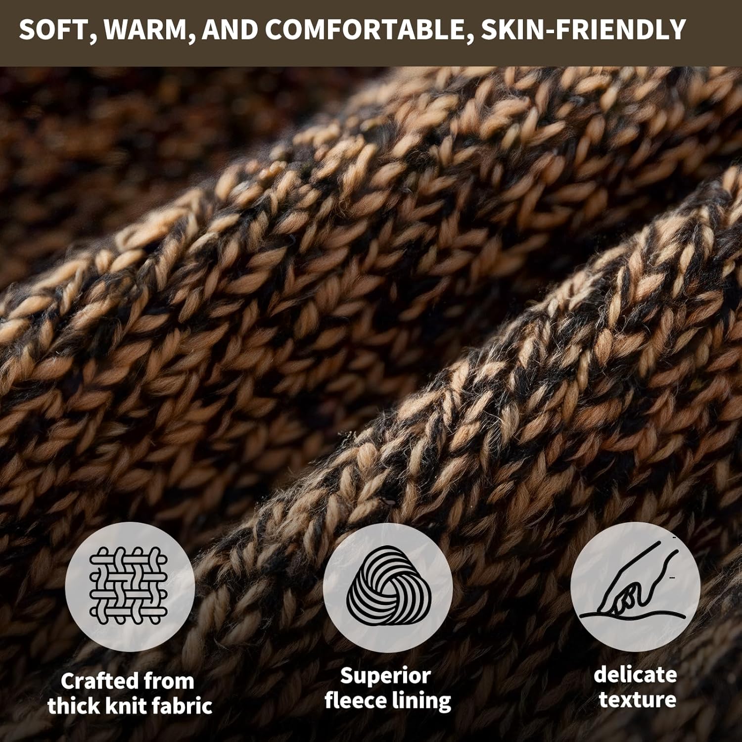 Mens Winter Beanie Hats Scarf for Men with Touchscreen Gloves, Warm Long Scaves Fleece Lined Hats Knit Gloves Set Gifts - Image 5