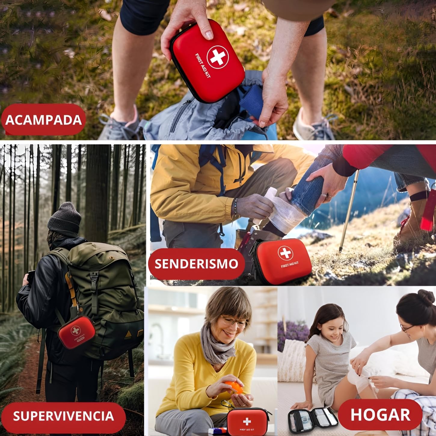 Botiquín de Primeros Auxilios 96 Piezas - Kit de Seguridad para Coche con Martillo Emergencia y Cortador de Cinturón - Estuche Rígido Impermeable