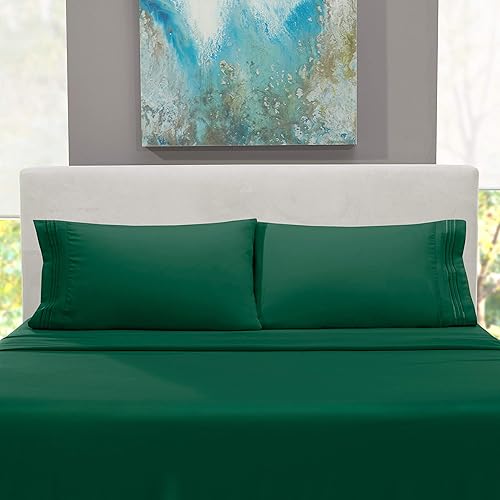 Miniatura 5 de Hearth & Harbor Juego de sábanas cortas de 4 piezas, sábanas de doble cepillado de lujo para hotel, sábanas y fundas de almohada extra suaves,