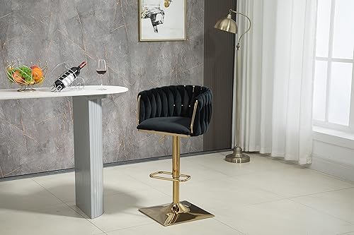 Miniatura 4 de Taburete de bar giratorio moderno, taburete de bar ajustable con altura de mostrador, taburetes de bar de cocina con asiento espacioso, respaldo y