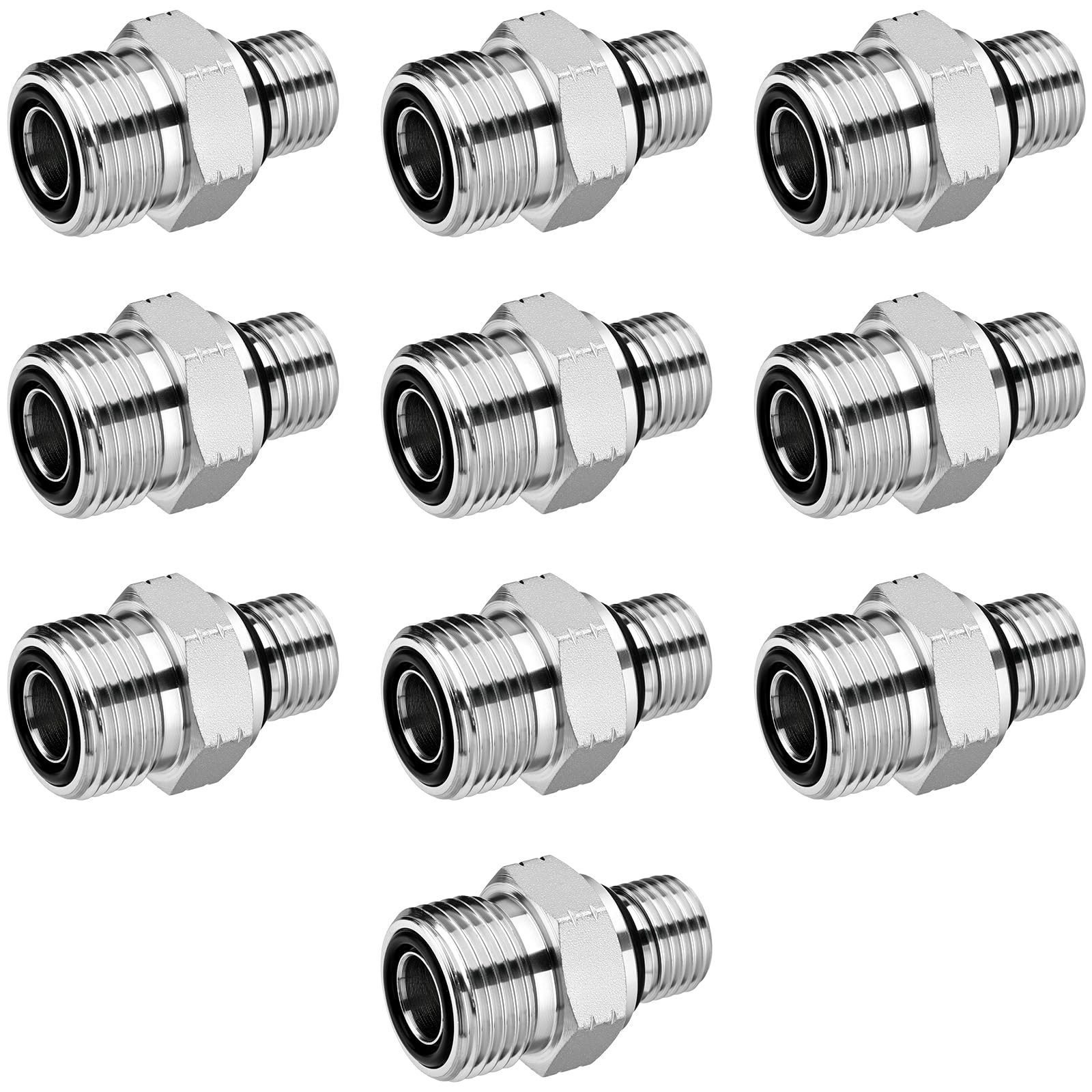 10 PCS Hydraulic Adapter Fitting: 1/2" ORFS Male x #6 SAE/ORB Male