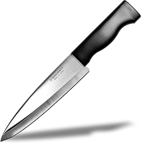 Seki Japan Jigsaw Edge Cuchillo de cocina japonés para chef, cuchillo Santoku de hoja dentada, mango de plástico, 7.087 in (7 pulgadas)