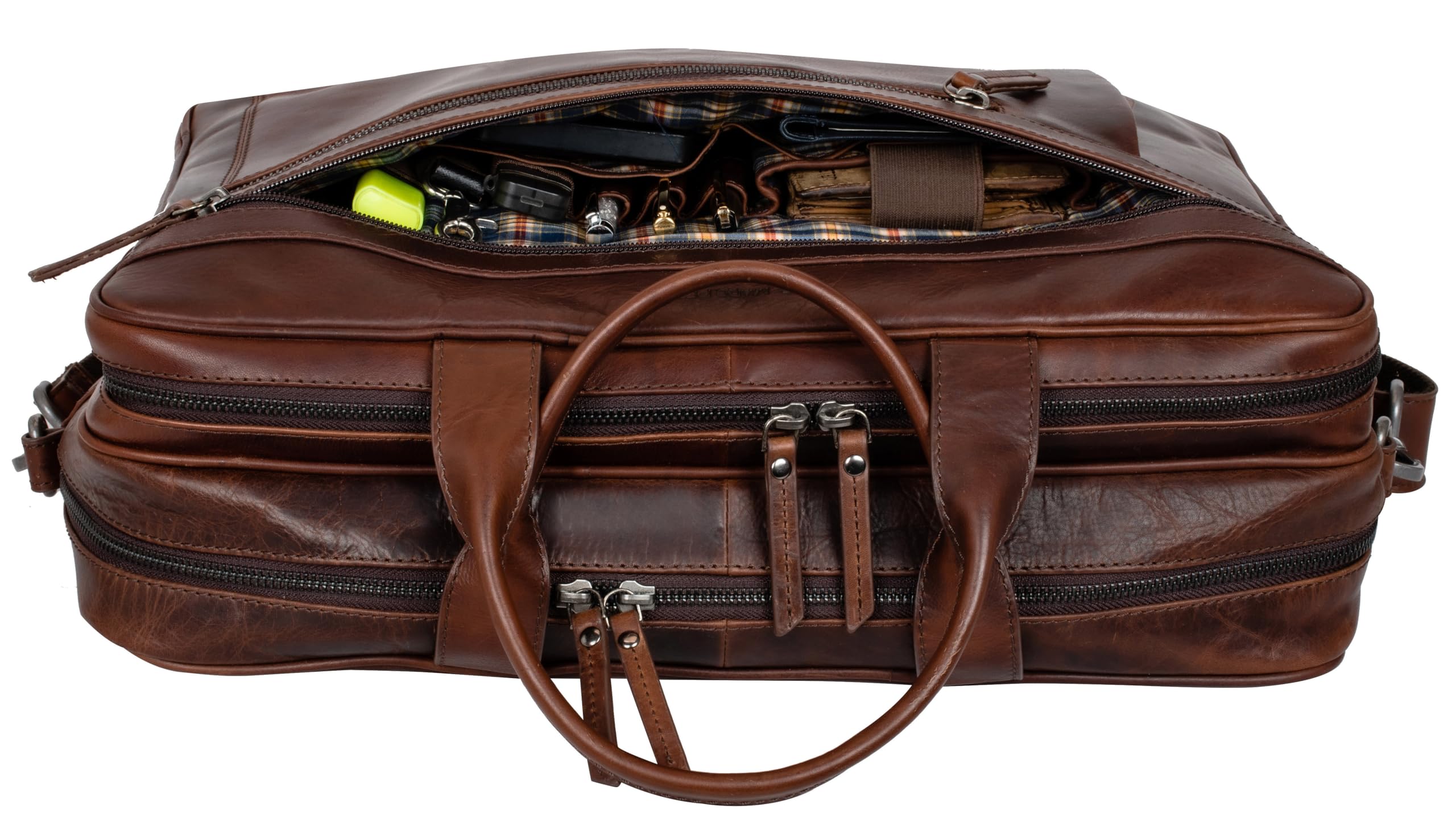 Marc Peter Laptoptasche Los Angeles I Leder Umhängetasche für 15.6 zoll Laptop I Aktentasche für Notebook I Tasche für Damen und Herren