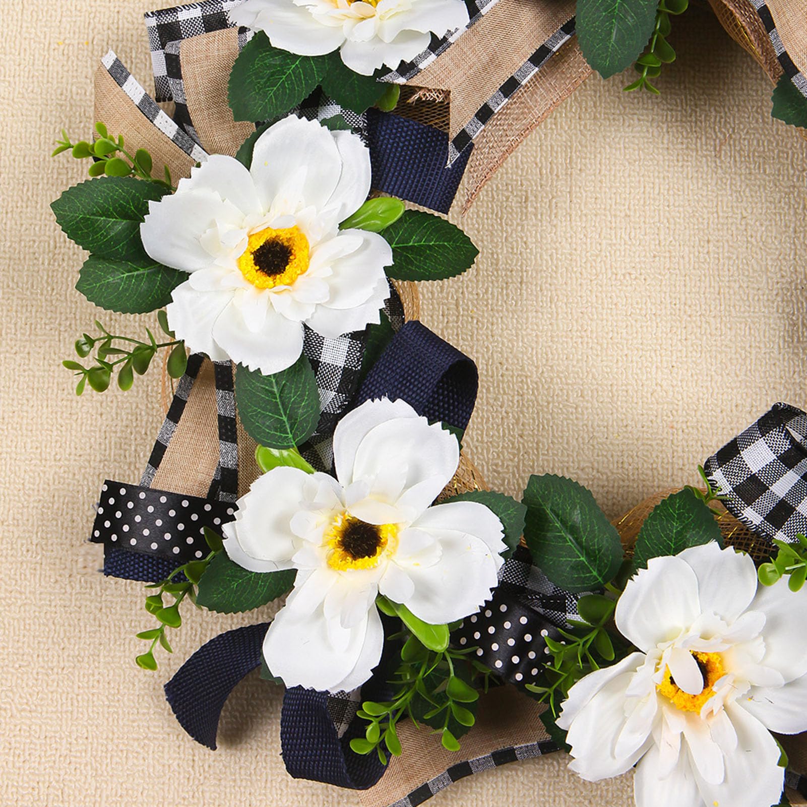 Buachois Artificial Floral Wreath, 50cm Seidenblumen Kranz mit Aufhängeschlaufe, für Haustür Wand Fenster Dekoration drinnen und draußen