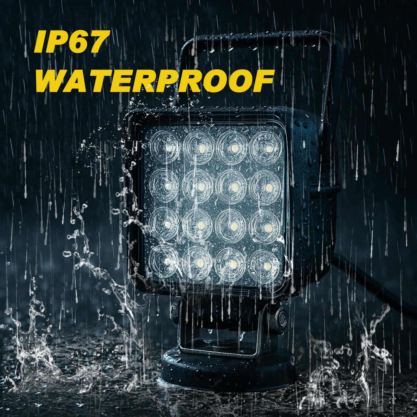 Willpower 1 sztuka reflektor roboczy LED z magnetyczną podstawą, 4 cale, 48 W, przenośny reflektor LED do samochodów, koparek, przyczep, traktorów, ciężarówek, SUV-ów, offroadowych