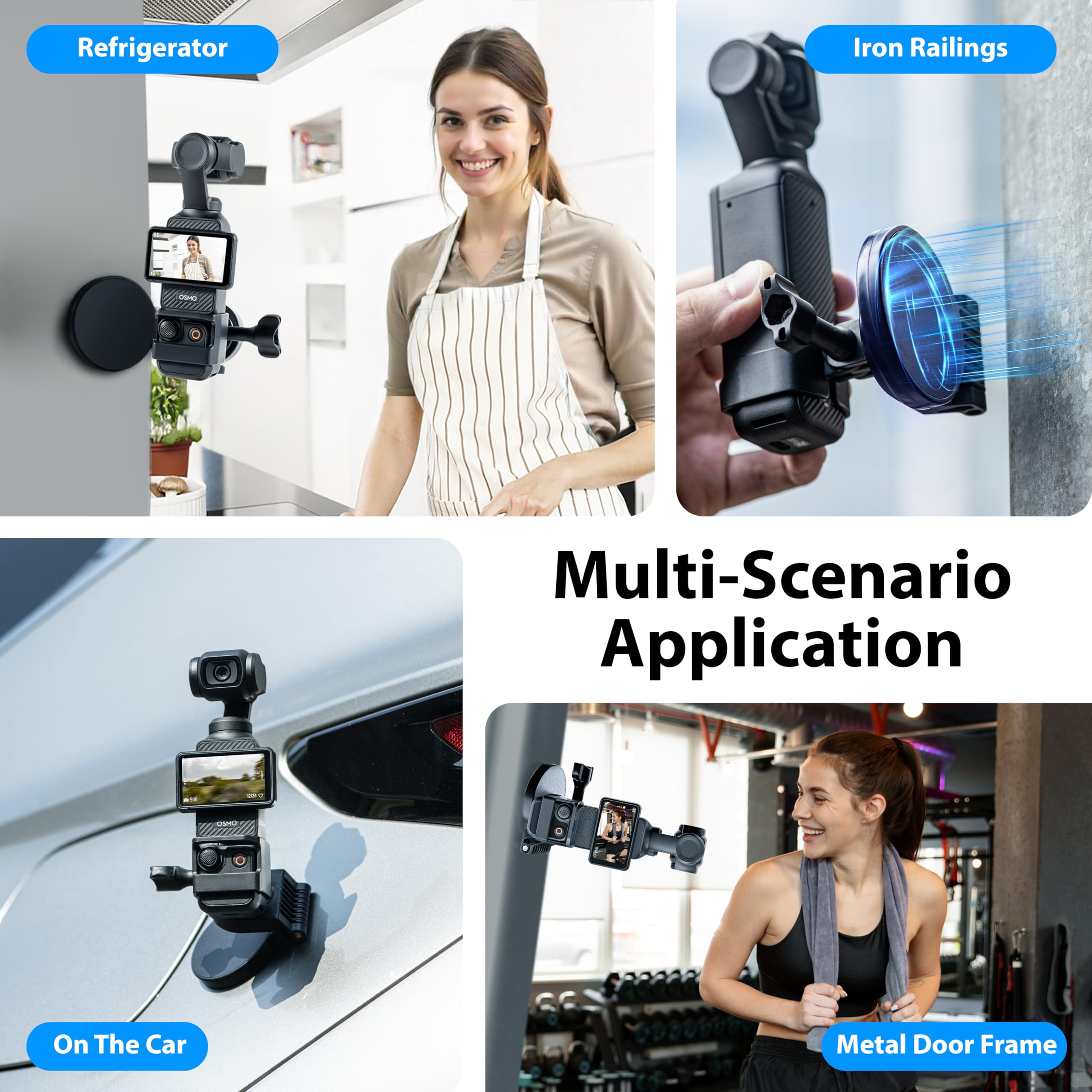 DJI Osmo Pocket 3 Kit Di Montaggio Magnetico - Supporto Multifunzione Con 6 Magneti, Ventosa, Adattatore Espandibile E Attacco A Slitta - 4