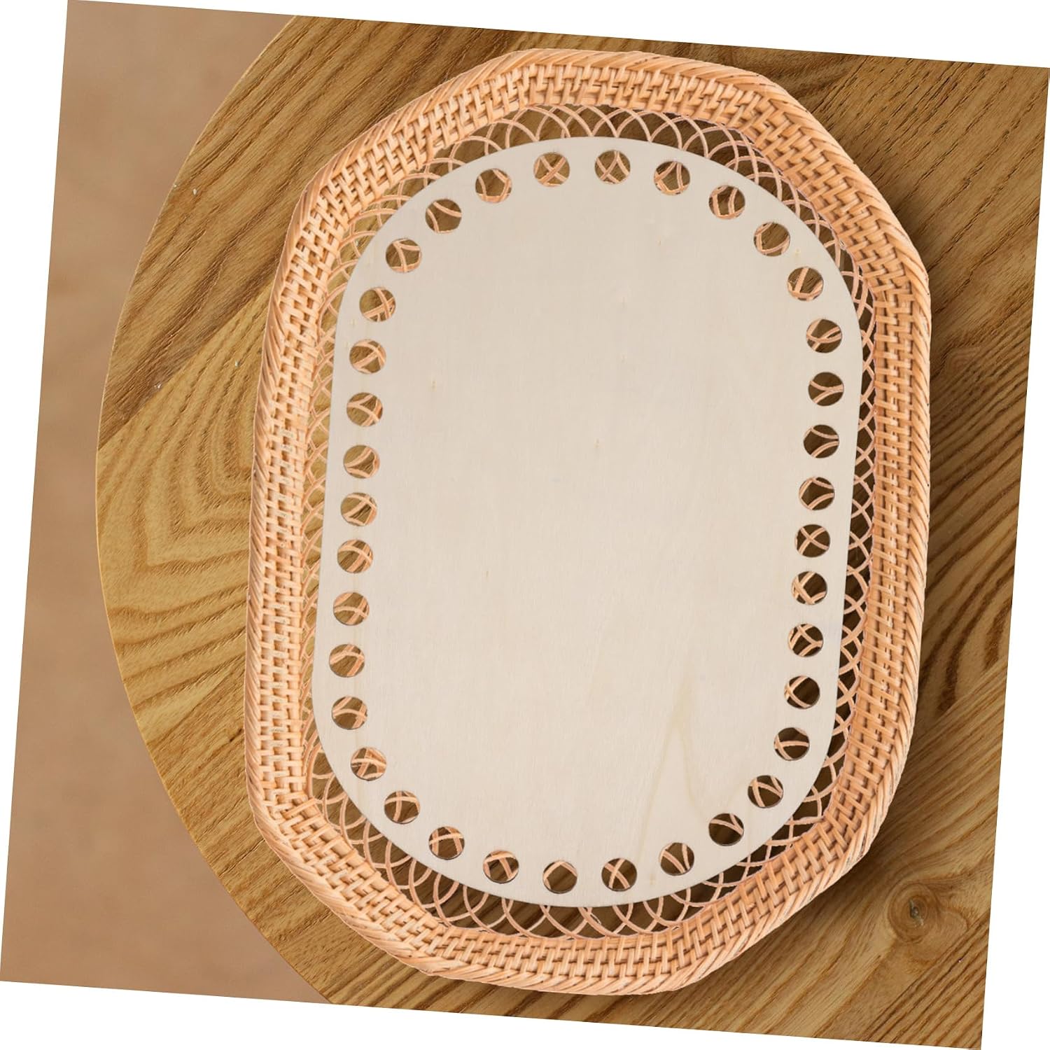 KALLORY 4 Pack Natural Wooden Basket Bottoms Crochet Base for Basket Weaving Round and Oval Shapes Smooth Wooden Bases for Bags