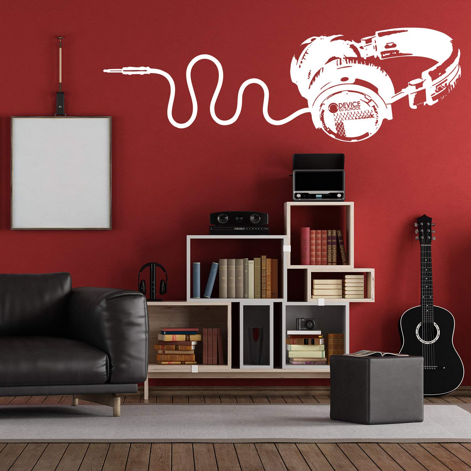Cuffie Vinile Vinile Sticker da Parete - Musica Art Dj diecut Decal Resistente alle intemperie - Silhouette Cut Decor Mural - Musica Sticker - Headphone Sticker