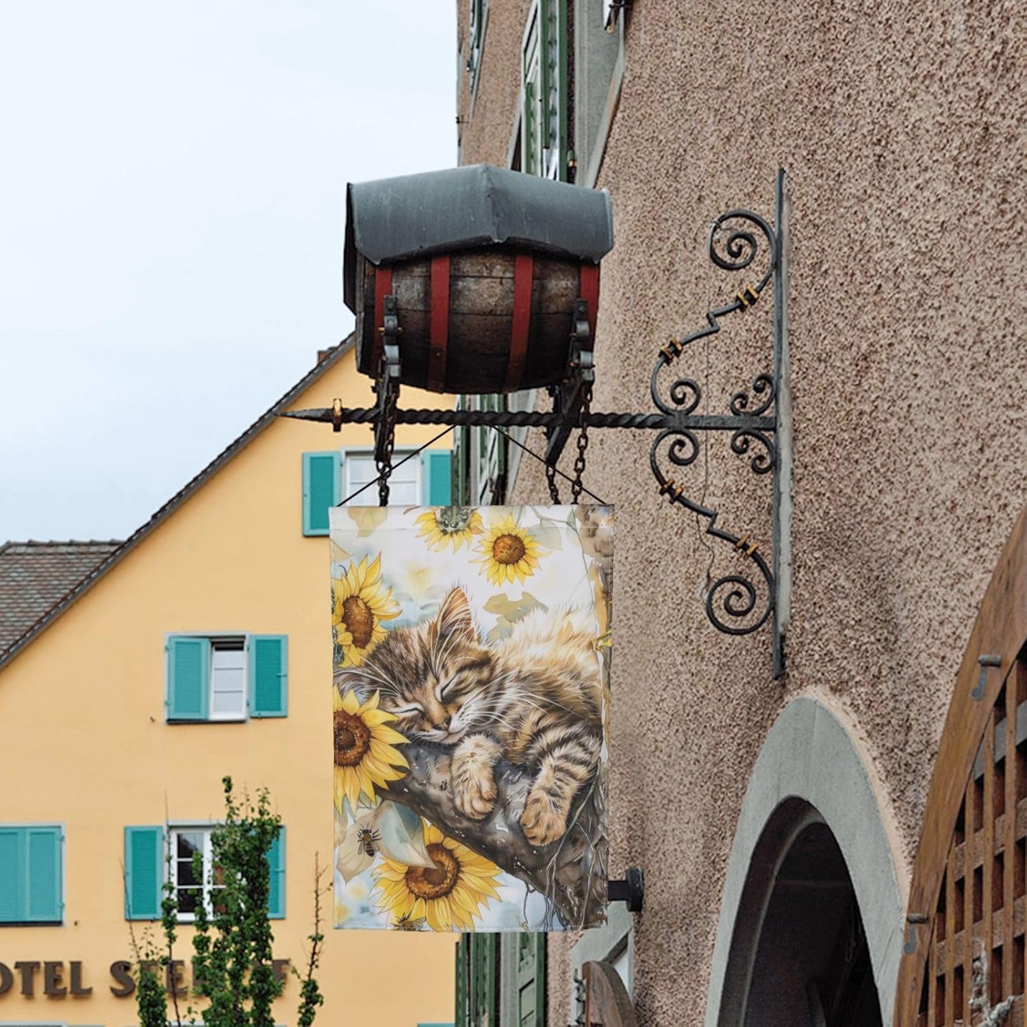 Cute Cat Garden Flag 12x18 Inch Double Sided, Sunflower Yard Flag For Outdoor, Summer Seasonal Decors For Farmhouse Holiday Outside - Image 2