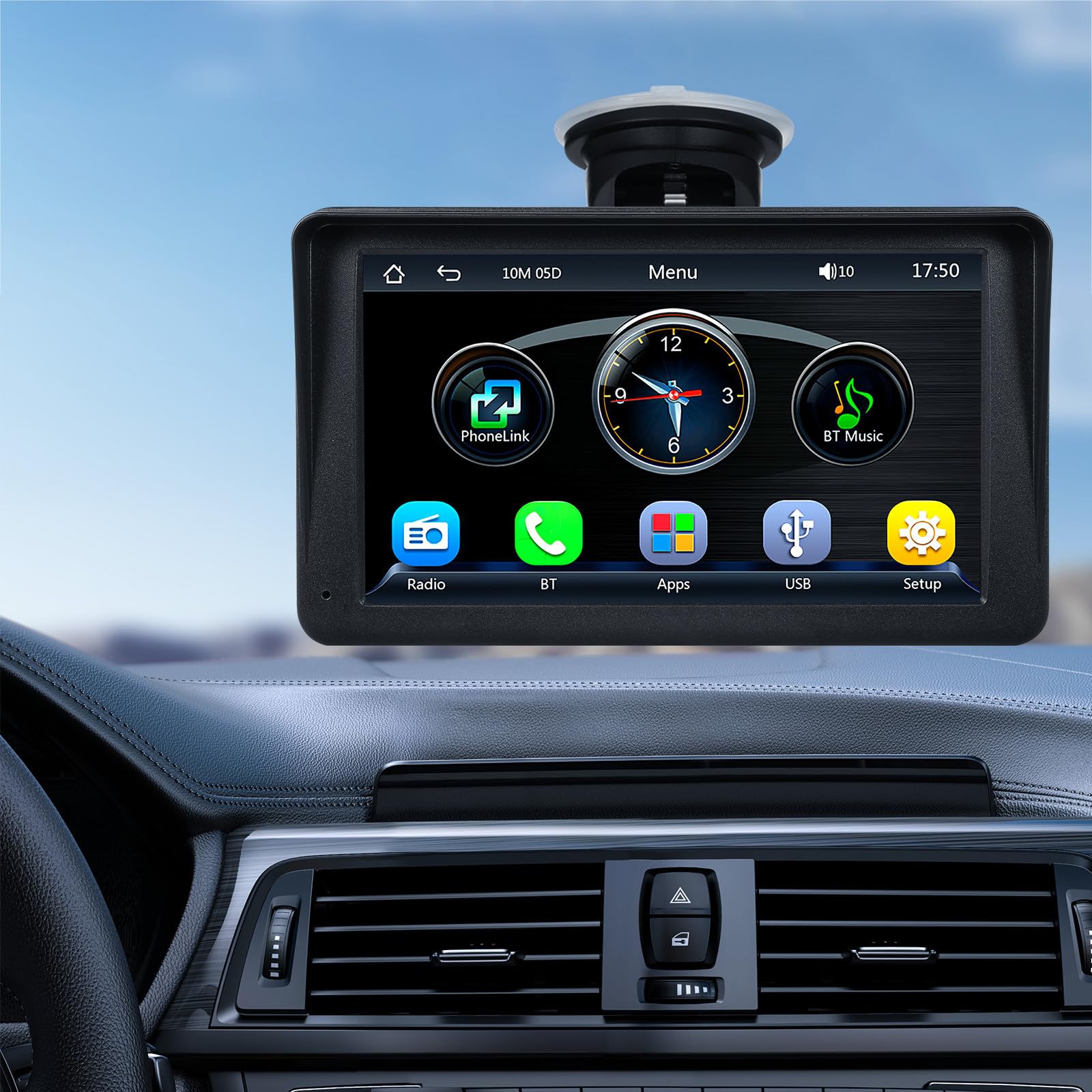 VALICLUD Autoradio sans Fil pour Voiture Fonction Assistance au Recul, Écran Tactile 7 Pouces, Résolution 1024x600, Compatible Parking, Matériau Abs Noir