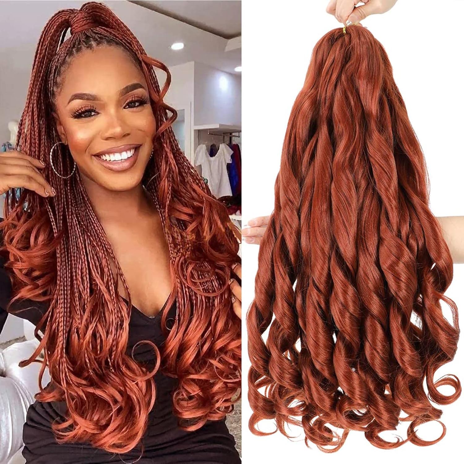 8 Packs French Curly Braiding Hair Pre Stretched Bouncy Loose Wavy