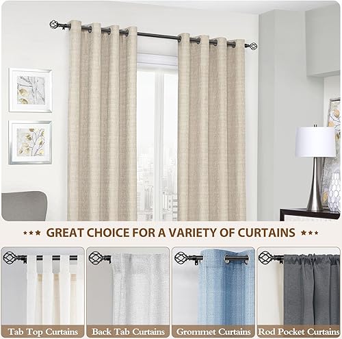 Miniatura 4 de KAMANINA Barras de cortina negras para ventanas de 72 a 144 pulgadas (6-12 pies), barra de cortina resistente de 1 pulgada de 32 a 144, barras de