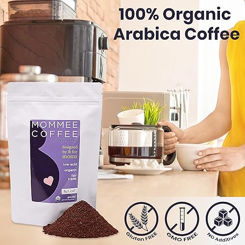 Miniatura 2 de Mommee Coffee Café molido Full Caf bajo en ácido  Granos de café 100% orgánico arábica con sabor a caramelo suave  Molido medio para goteo, filtros