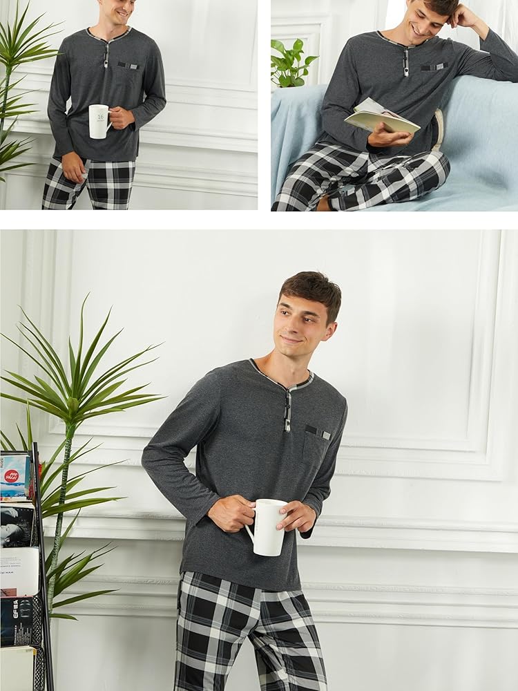 LAPASA - Pijama Hombre Invierno 100% Algodón Franela Pantalones A